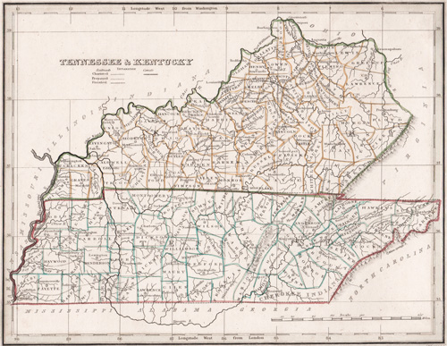 TENESSEE KENTUCKY 1835 MAP